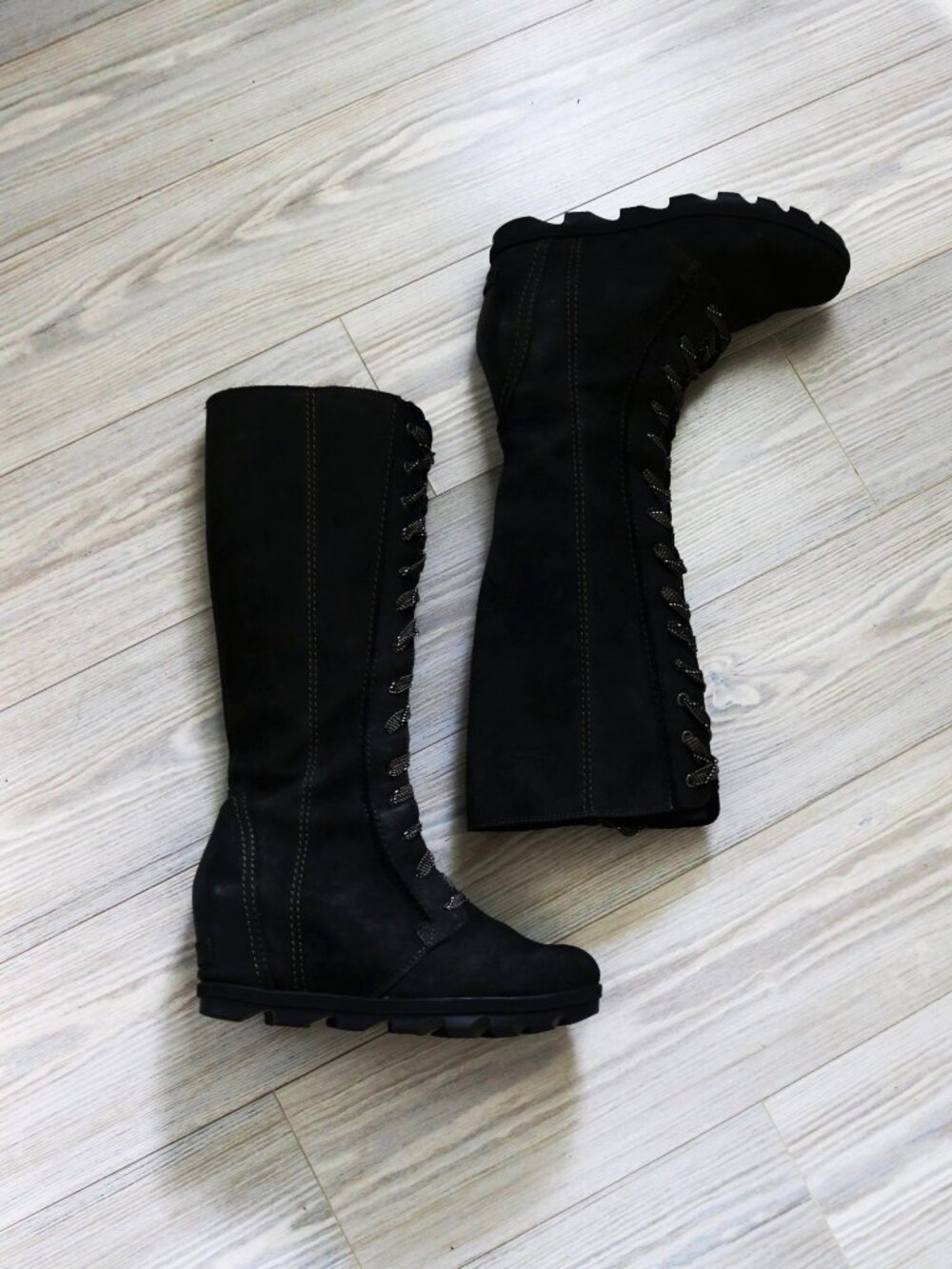 Sorel Joan of Artic II Tall Wedge Women's Black Suede/Leather Boots Size 9.5